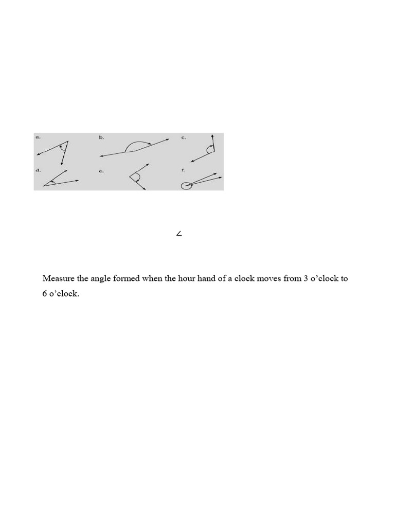 Clock Angles Worksheet for Class VI | PDF