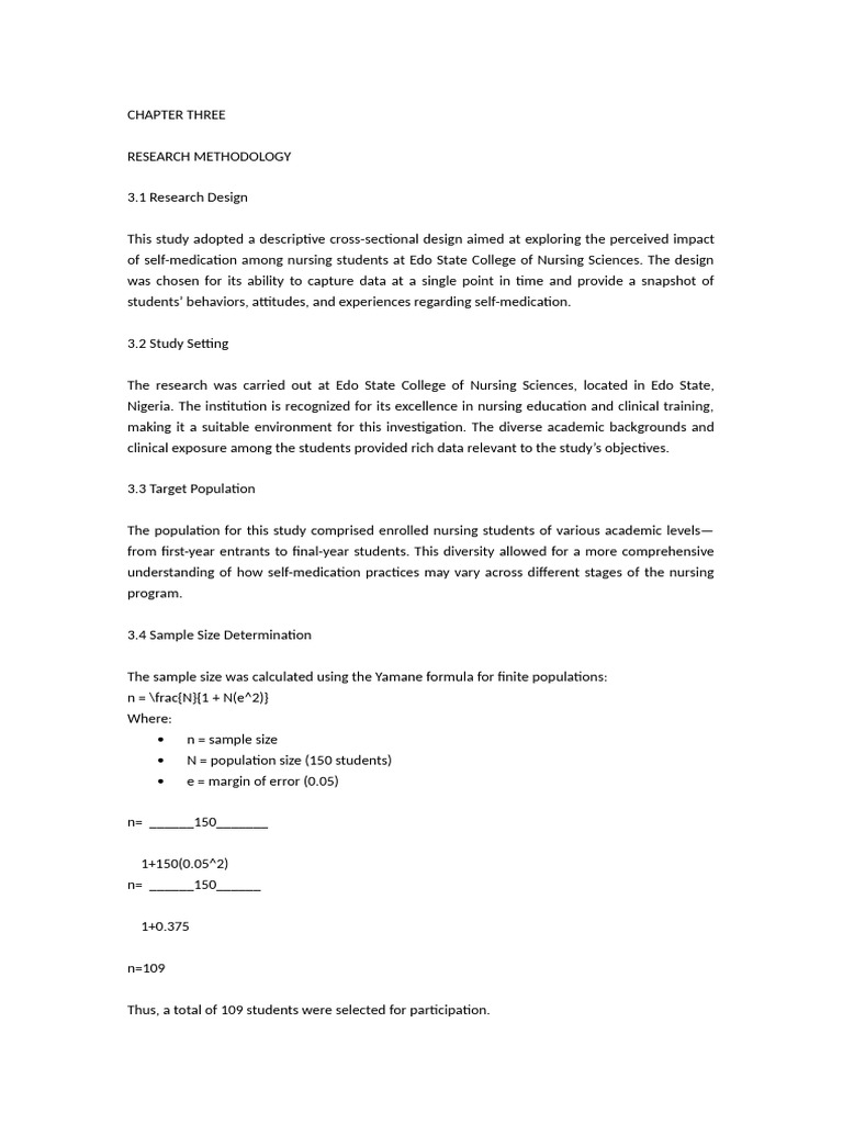 Self-Medication Study Methodology in Nursing | PDF | Statistics ...