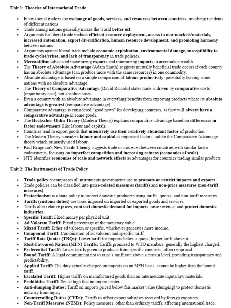 International Trade - CA ECO | PDF | Non Tariff Barriers To Trade | Tariff