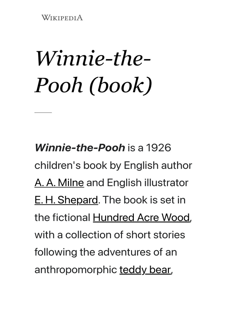 Winnie-the-Pooh: A 1926 Classic | PDF | Winnie The Pooh | Fictional Bears