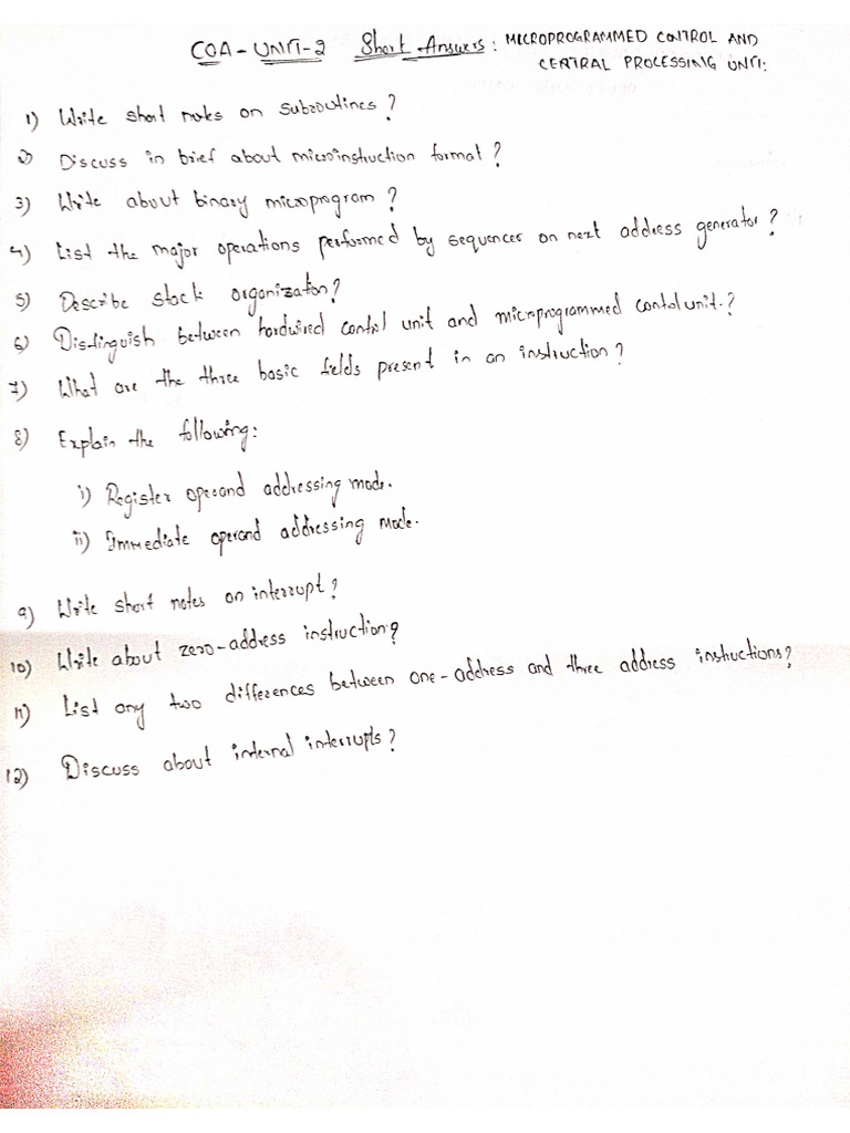 Short Q&A Unit-2,3 COA | PDF