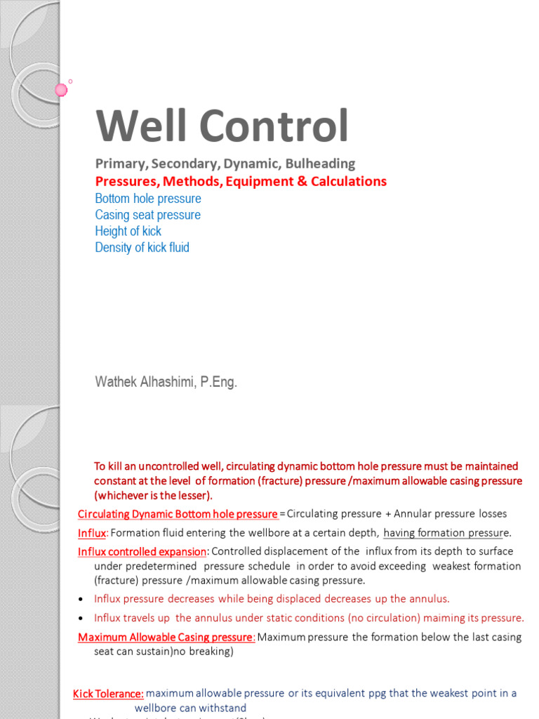 Secondary Well Control Techniques | PDF | Chemical Engineering
