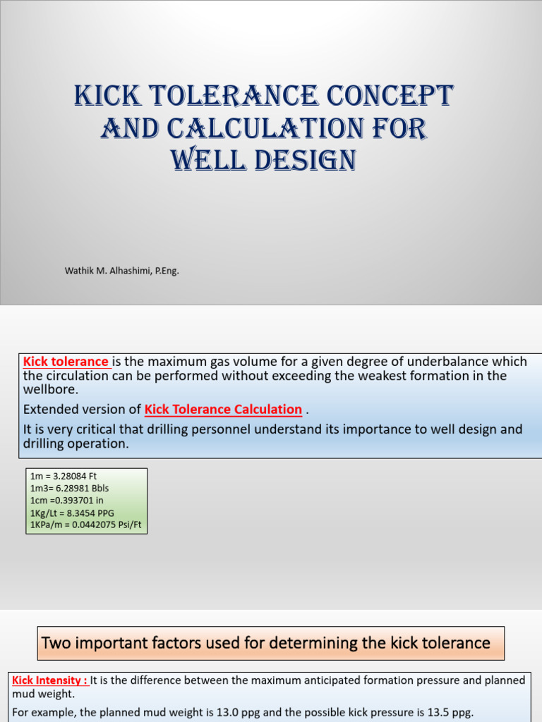 Kick Tolerance Calculation for Drilling | PDF | Gases