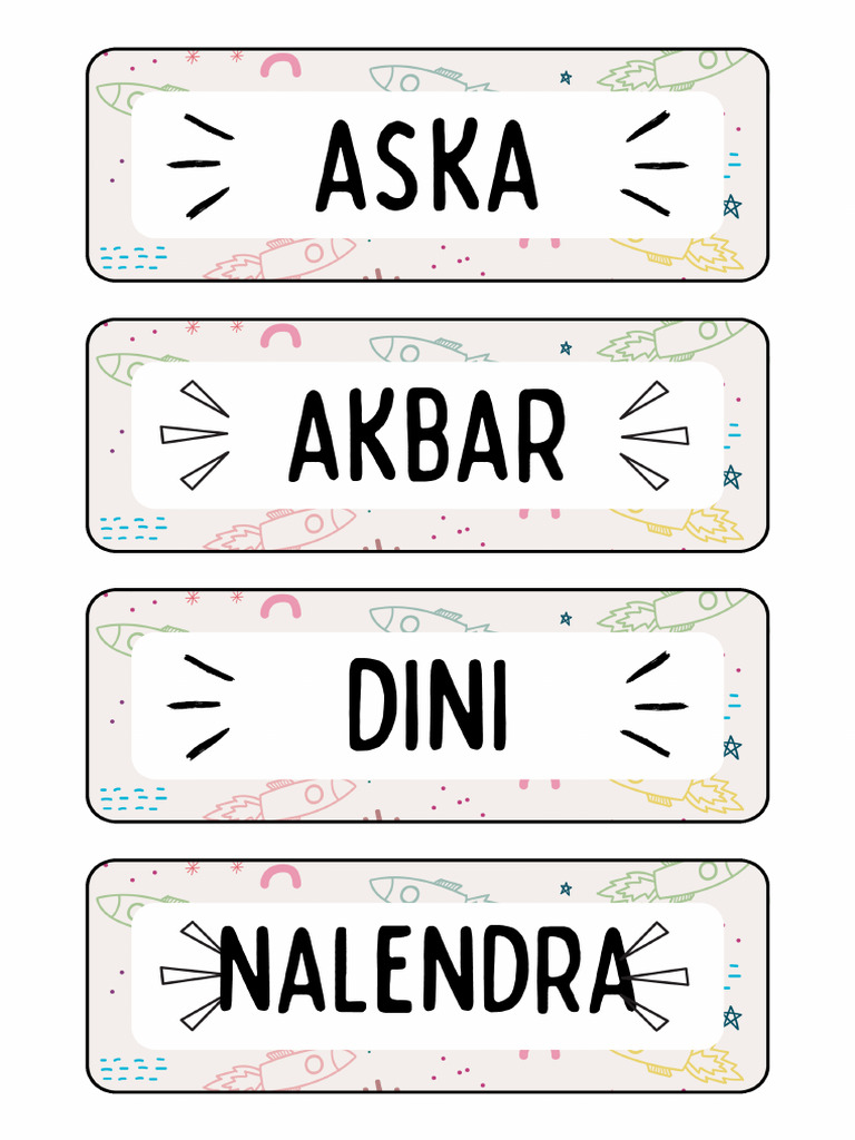 Student Folder Labels in Colorful Doodle Style | PDF