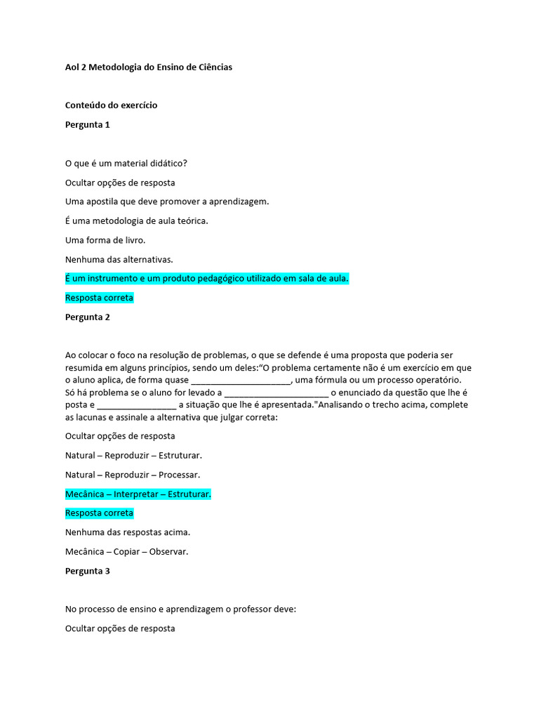 Metodologia do Ensino de Ciências: Questões e Práticas | PDF | Science ...
