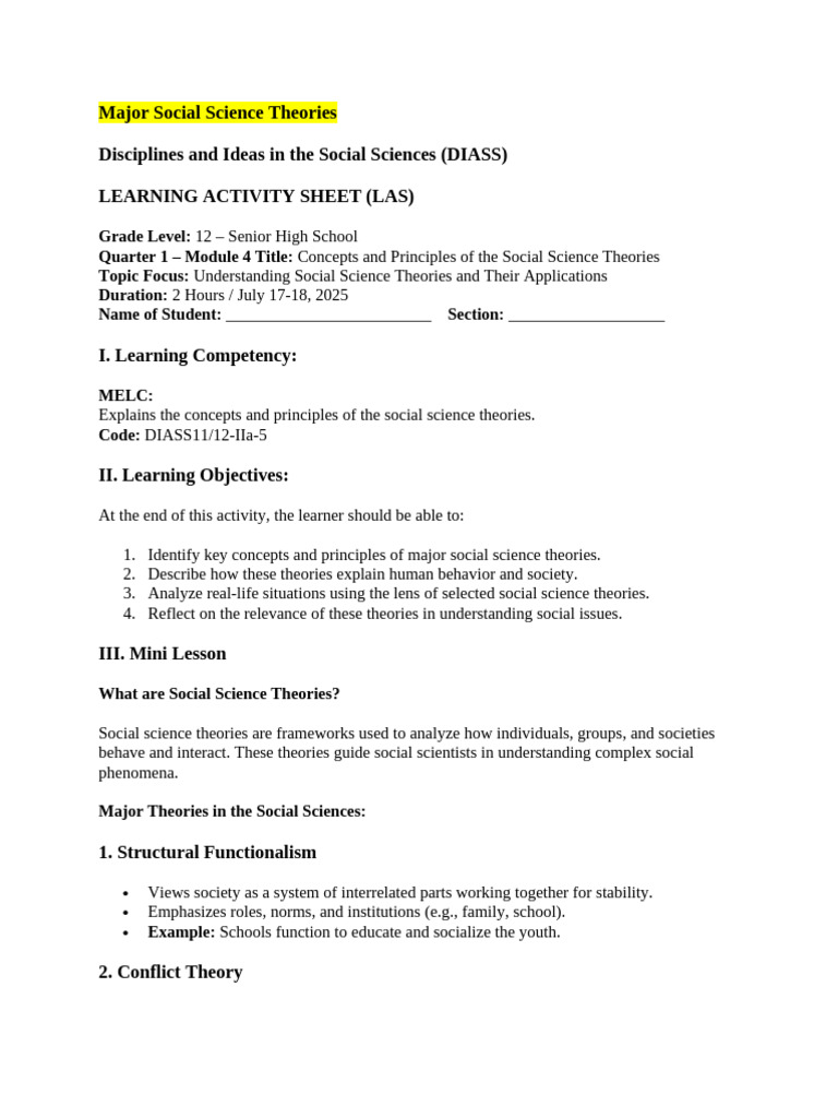 Overview of Major Social Science Theories | PDF | Social Sciences | Science