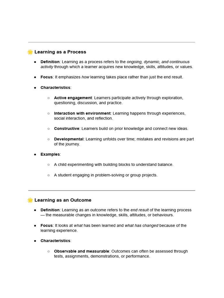 Understanding Learning as Process and Outcome | PDF | Learning | Pedagogy