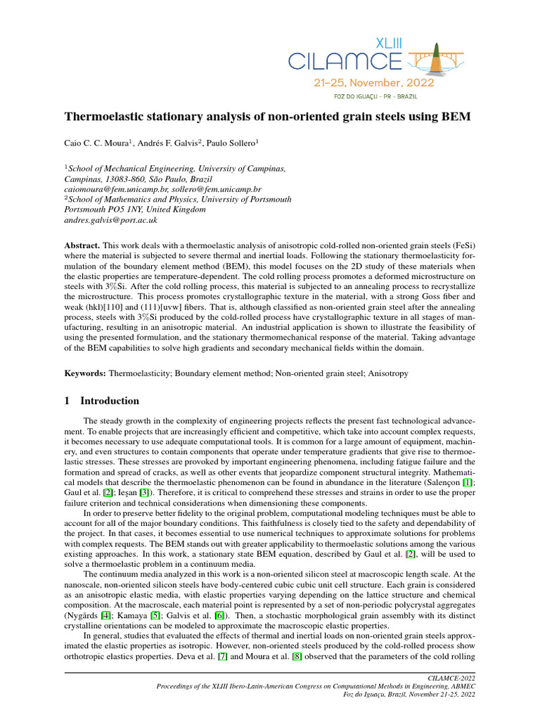 Thermoelastic Analysis of Non-Oriented Steel | PDF | Finite Element ...