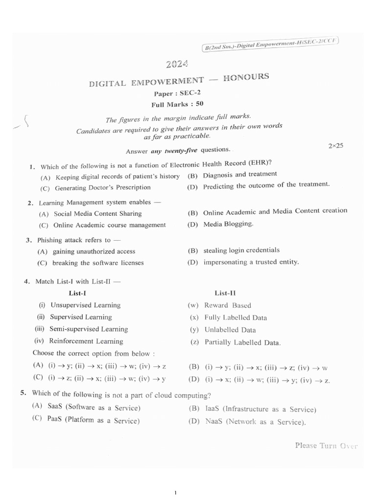Digital Empowerment Question Paper | PDF