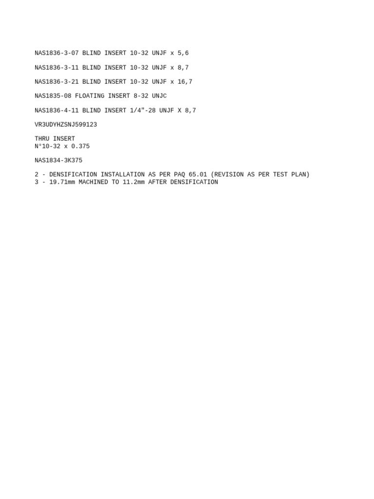 Blind and Floating Inserts Specifications | PDF