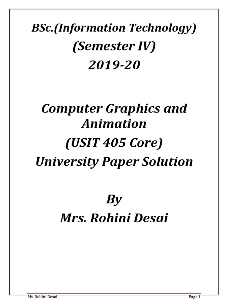 Computer Graphics and Animation Solutions | PDF | Data Compression ...