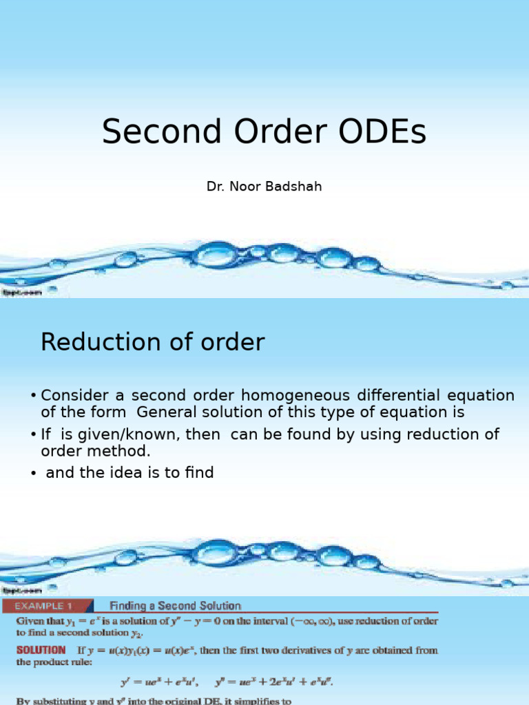 Lecture 4 Second Order ODEs | PDF