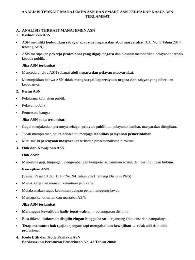Analisis Keterlambatan ASN dan Smart ASN | PDF