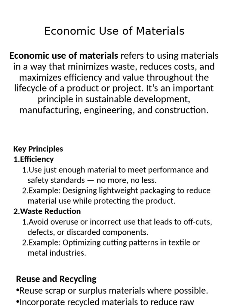 Economic Material Use in Construction | PDF | Recycling | Waste