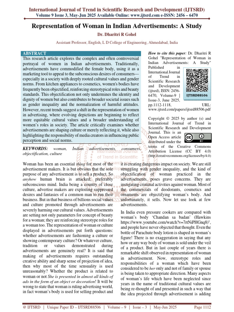 Women's Representation in Indian Ads | PDF | Advertising | Gender Role