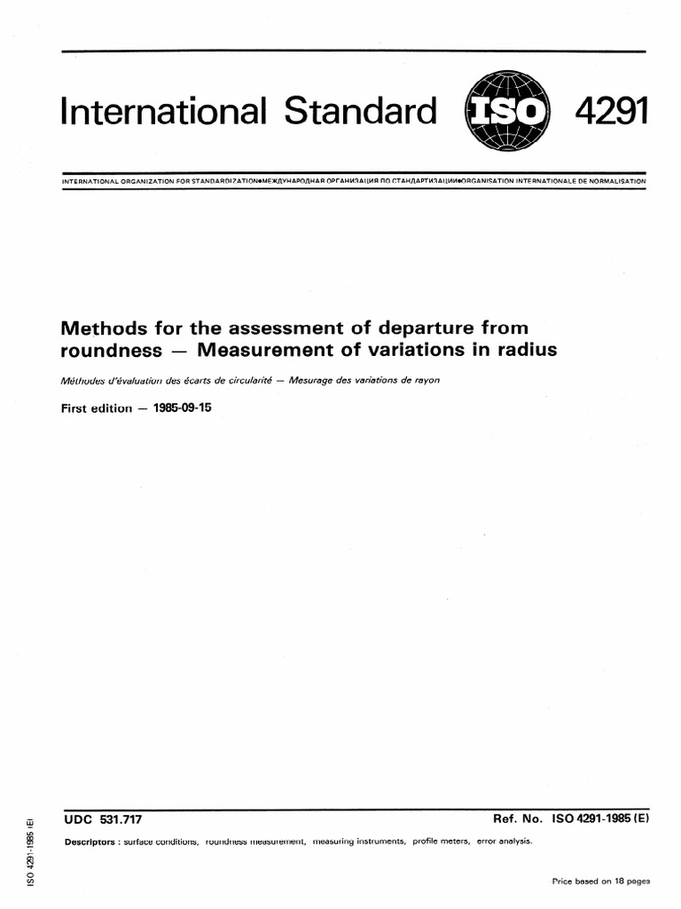 ISO 4291: Roundness Measurement Methods | PDF | Rotation | Phase (Waves)