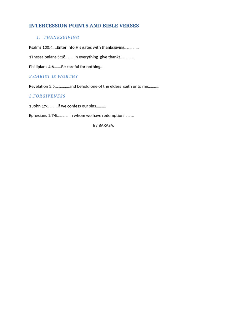 Bible Verses for Intercession Points | PDF