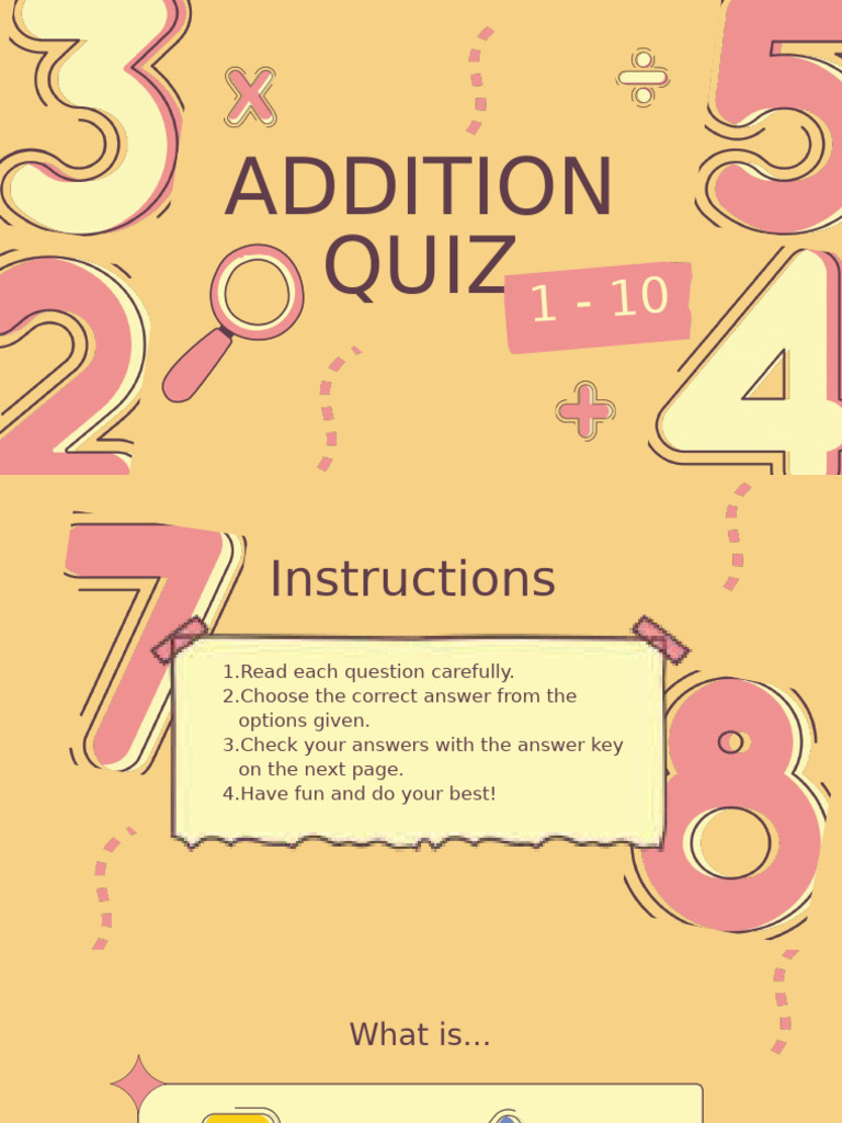 Addition Quiz for Kids: Fun Practice | PDF