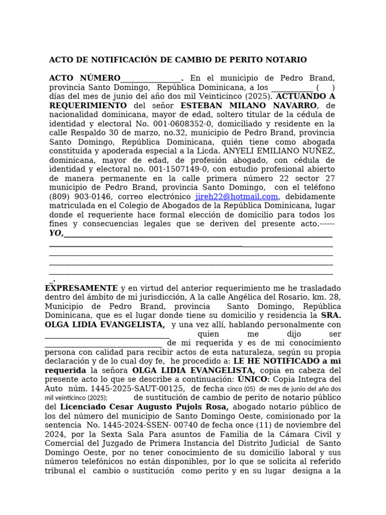 Notificación de Cambio de Perito Notario | PDF | República Dominicana ...