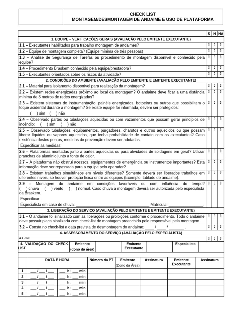 Checklist de Montagem de Andaime | PDF