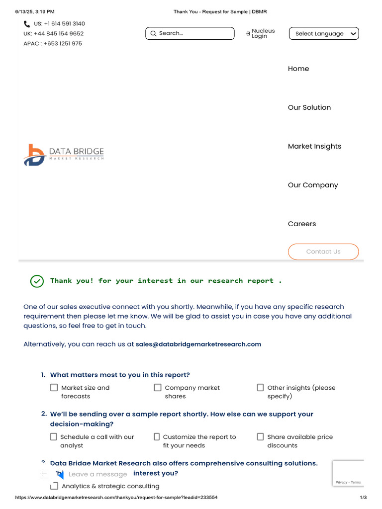 Thank You for Your Sample Request | PDF | Data | Information Technology