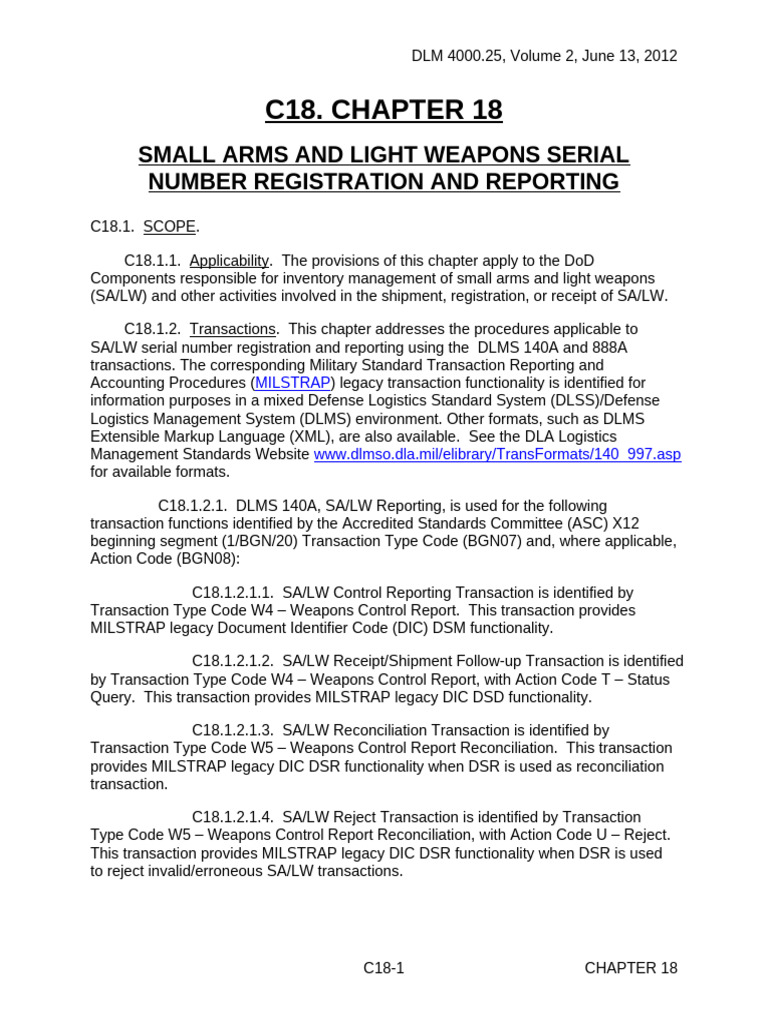 C18. CHAPTER 18: Small Arms and Light Weapons Serial Number ...