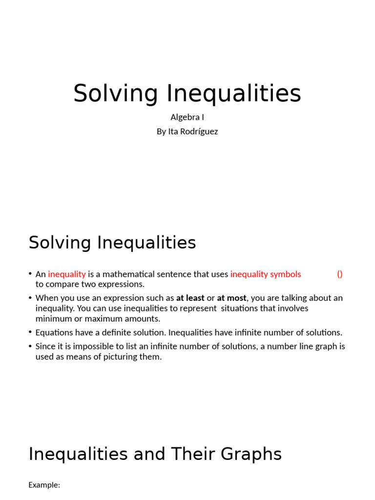 Understanding and Solving Inequalities | PDF | Inequality (Mathematics ...