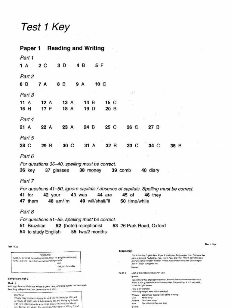 Ket 3 Answers and Scripts | PDF