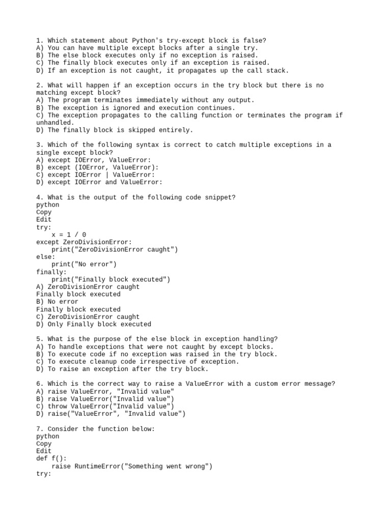Exception Handling in Python Explained | PDF | Computer Programming ...