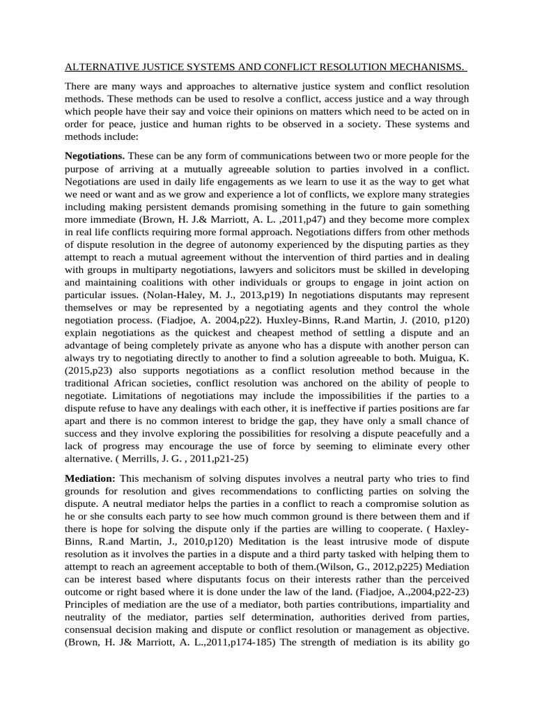 Alternative Justice System | PDF | Conflict Resolution | Mediation