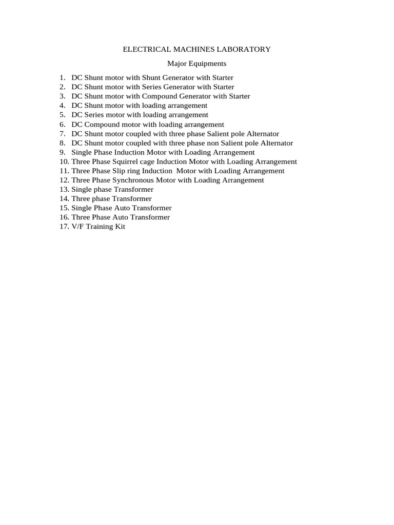 Electrical and Power Electronics Lab Equipment | PDF | Electric Motor ...
