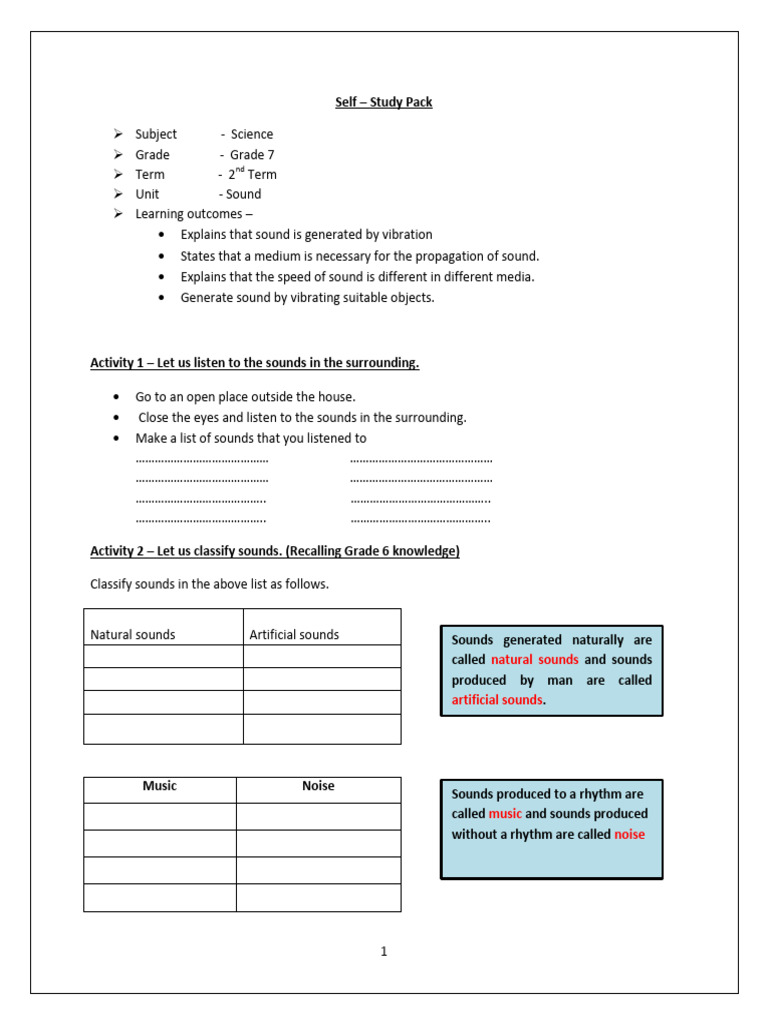 Grade 7 Science: Understanding Sound | PDF | Sound | Musical Instruments
