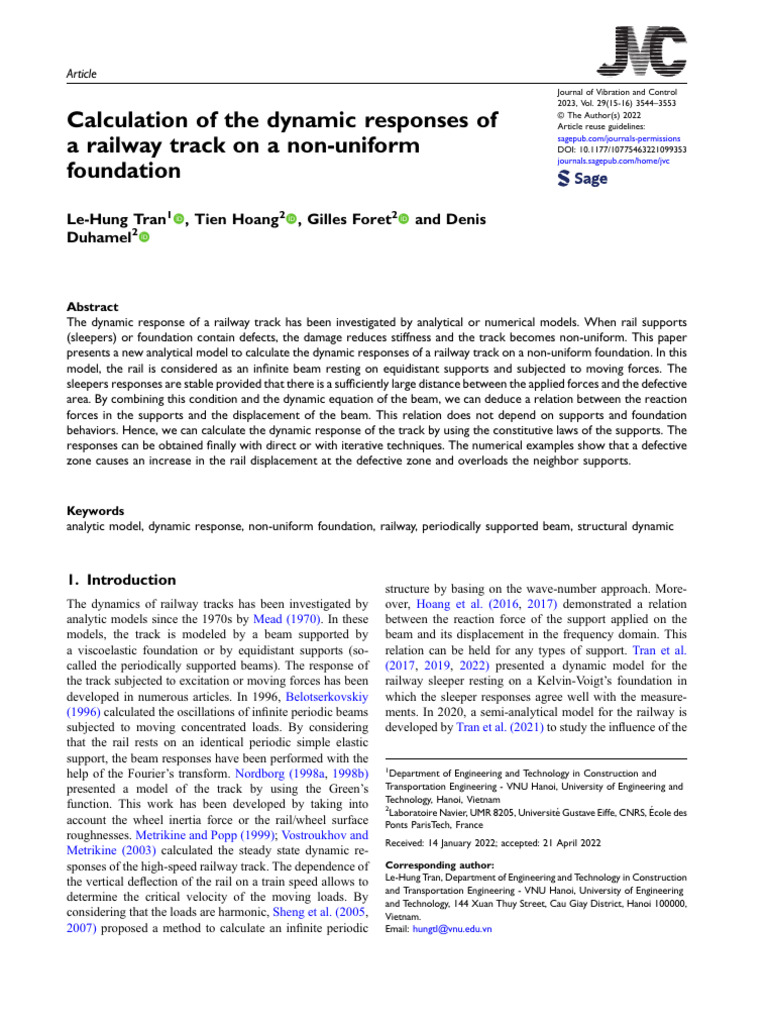 Calculation of The Dynamic Responses of A Railway | PDF | Force | Beam ...