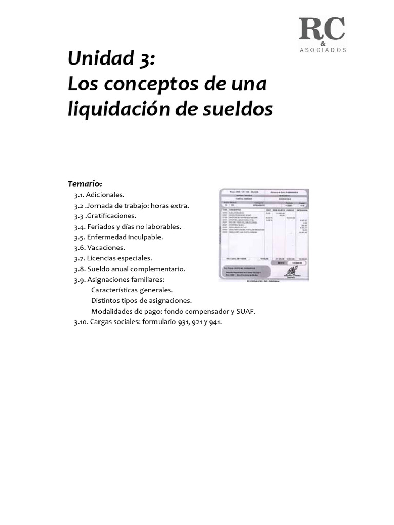 Liquidación de Sueldos: Conceptos Clave | PDF | Salario | Derecho laboral