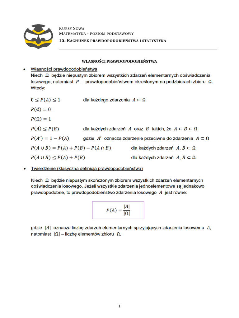 15 Rachunek Prawdopodobieństwa | PDF