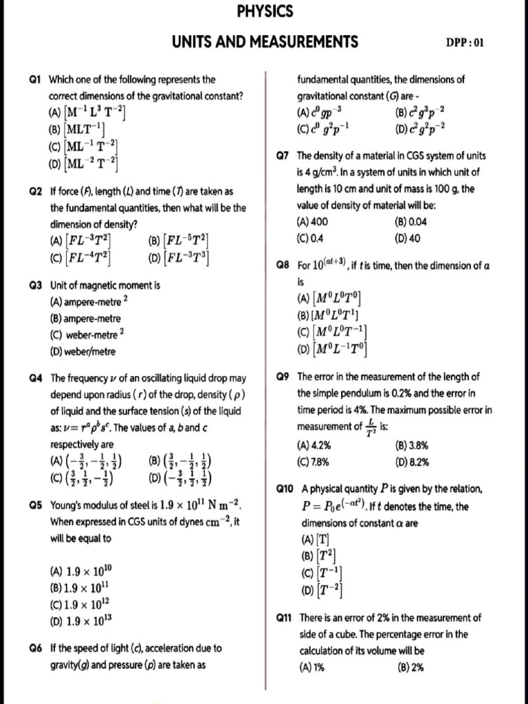 NEET Units and Measurements PYQs | PDF | Circle | Significant Figures