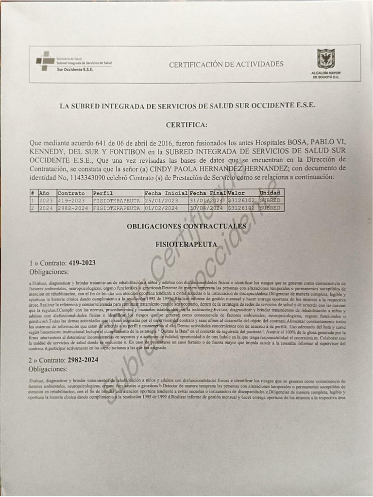 Certificado De Actividades Pdf