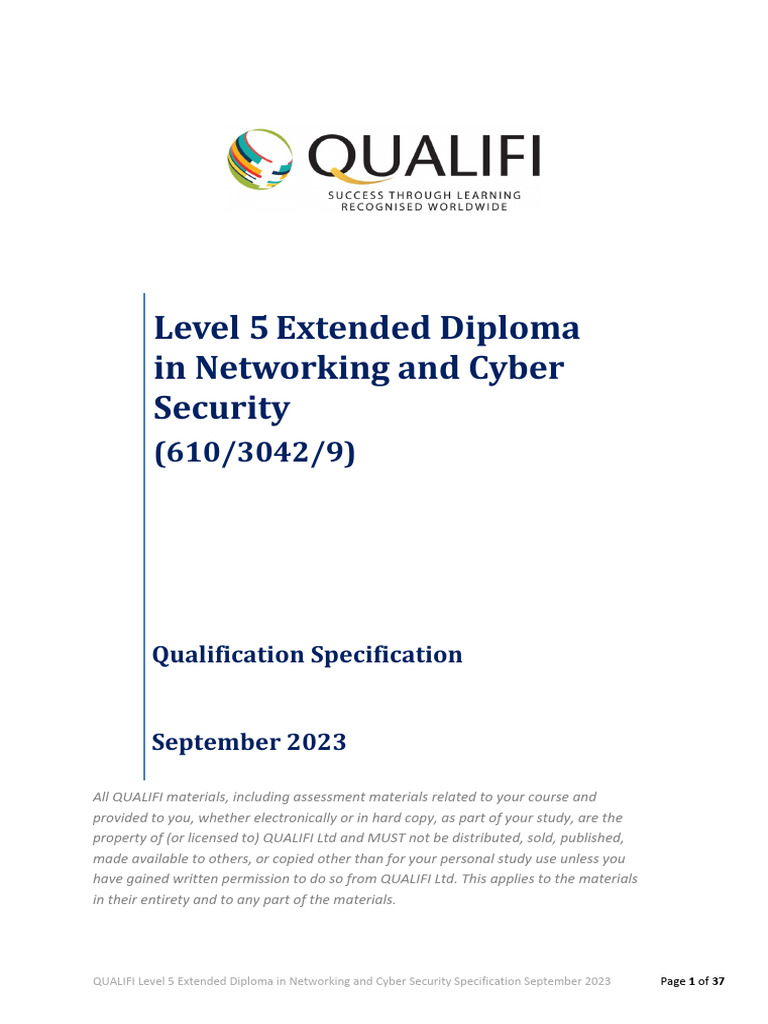 Level 5 Diploma in Networking & Cyber Security | PDF | Educational ...