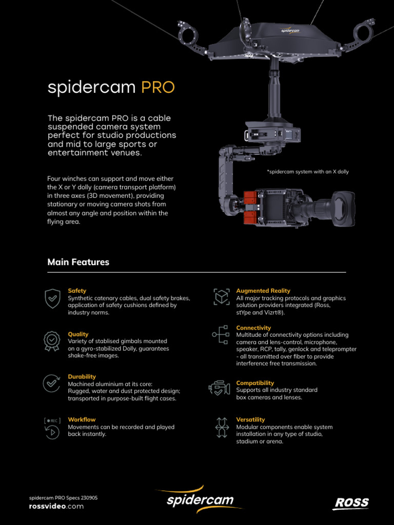 Spidercam PRO System Overview | PDF | Camera | Photography Equipment