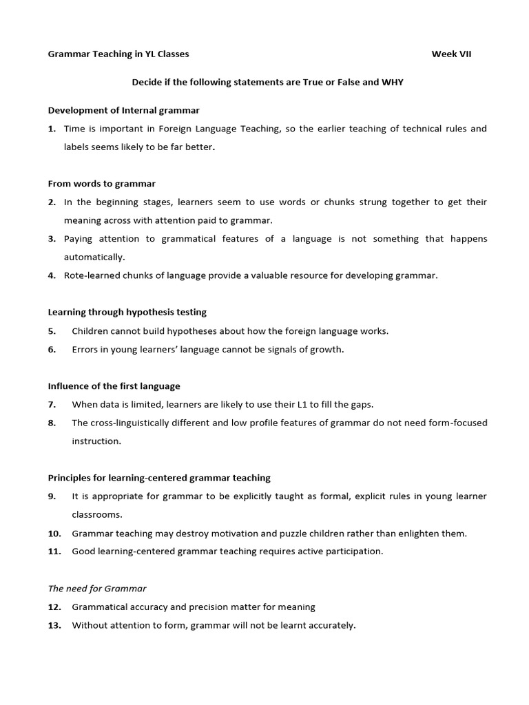 Grammar Teaching Strategies for Young Learners | PDF | Learning | Grammar