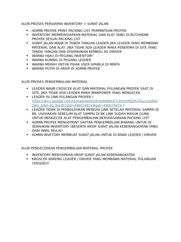 Proses Persiapan dan Pengembalian Inventory | PDF
