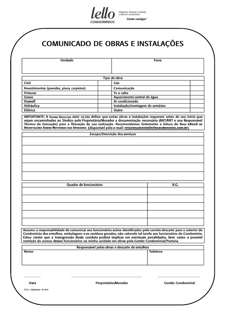 Comunicado Sobre Obras E Instala es PDF