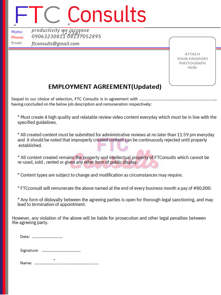 Employment Agreement (Updated) PDF | PDF