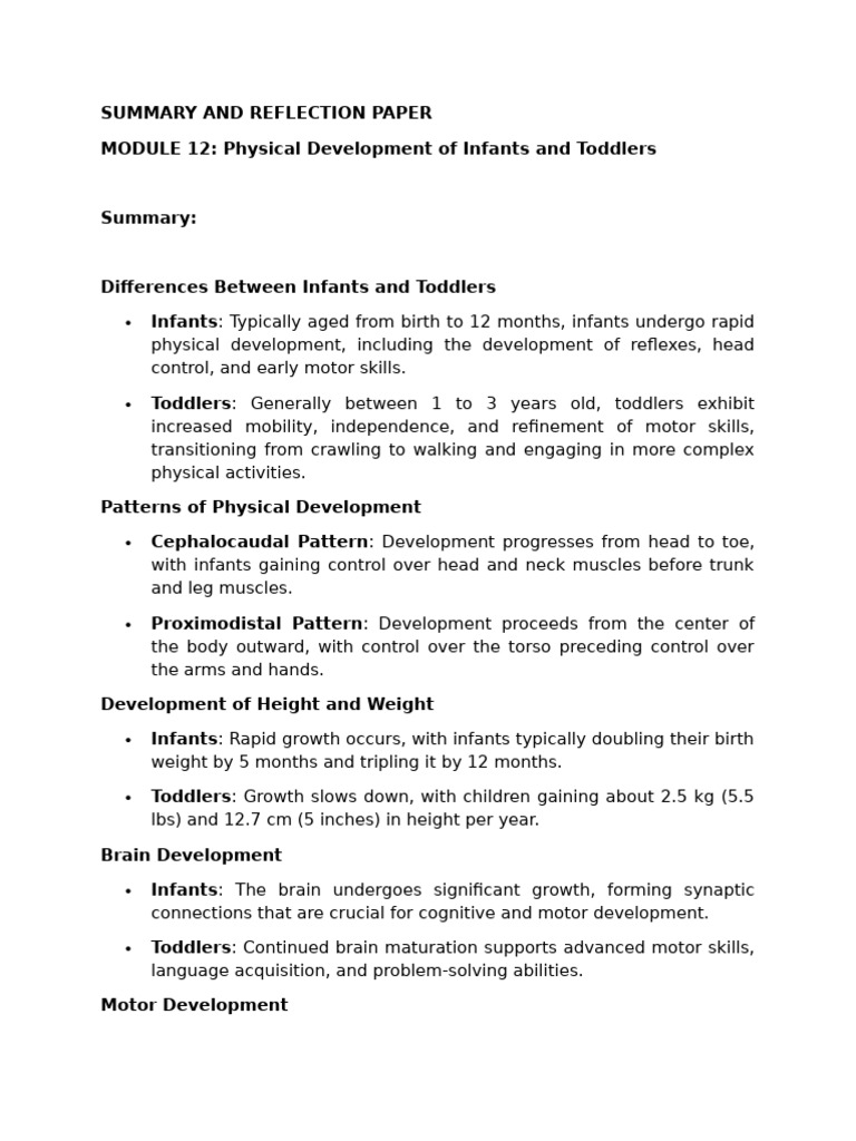 Physical Development of Toddlers | PDF | Infants | Neuroscience