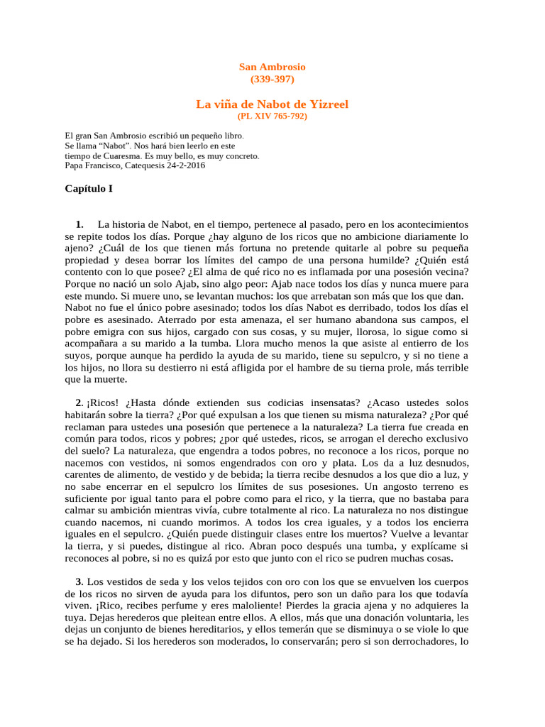 Reflexiones de San Ambrosio sobre Nabot | PDF | Elijah
