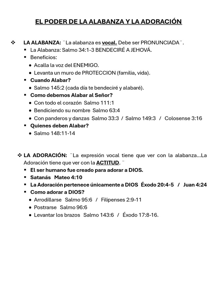 Clase #3 - El Poder de La Alabanza y La Adoración | PDF