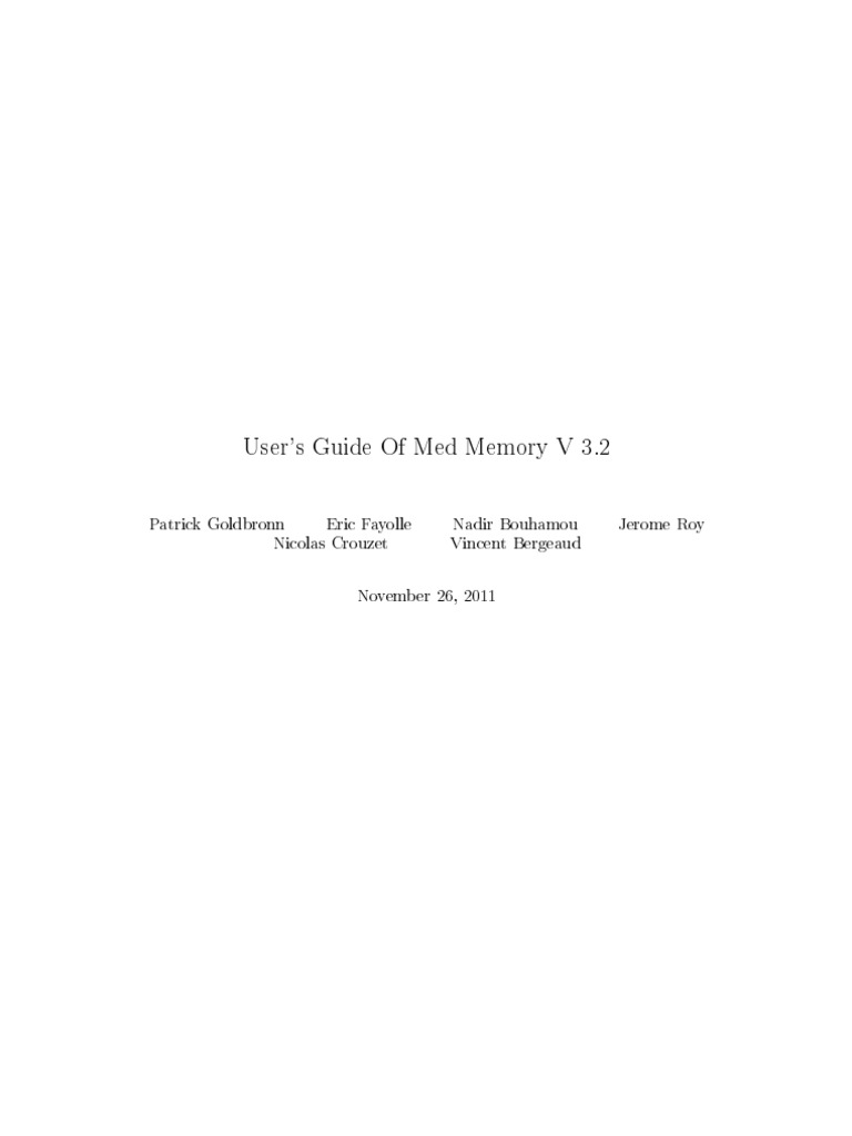 User's Guide of Med Memory V 3.2 | PDF | Array Data Structure ...