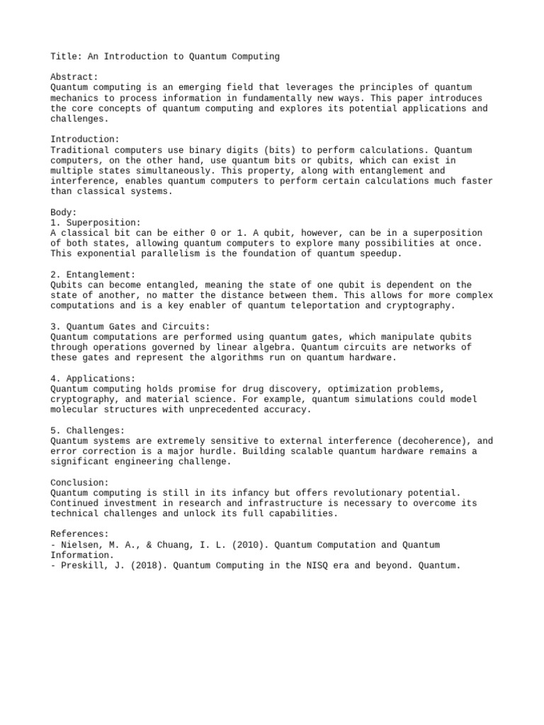 Introduction to Quantum Computing Concepts | PDF