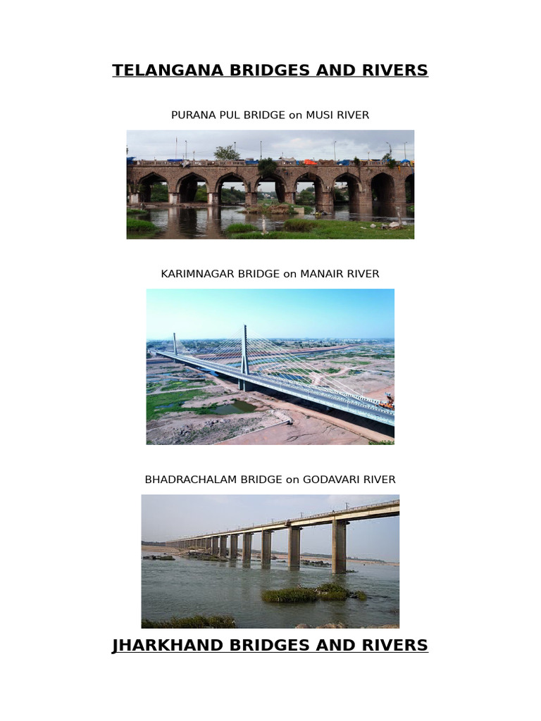 Telangana Bridges and Rivers | PDF