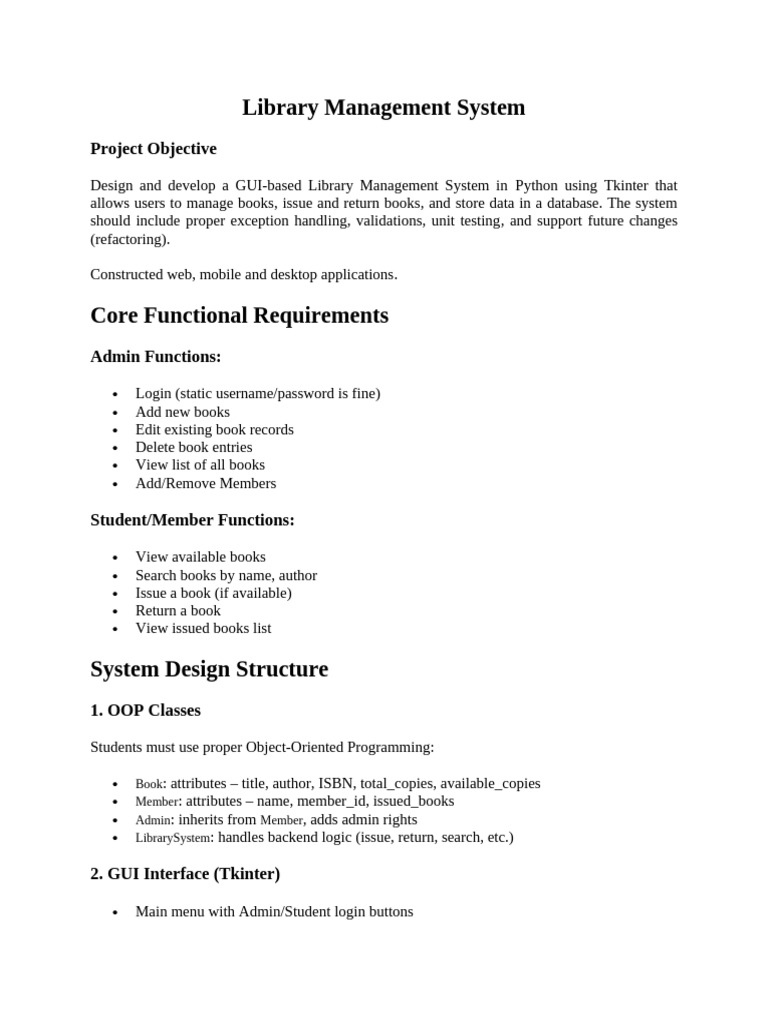 Library Management System Project | PDF | Databases | Object Oriented ...